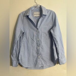 Lola River Button Up Shirt Womens S Striped blue preppy